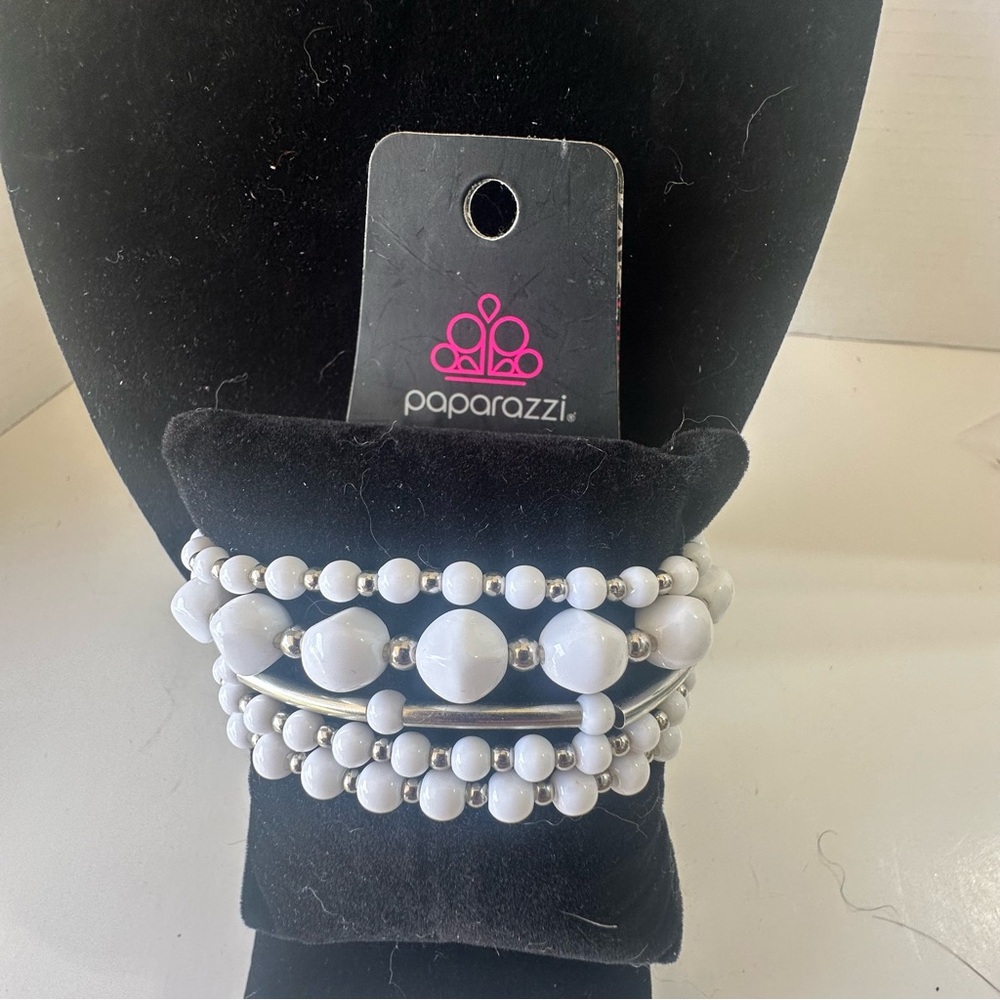 Paparazzi White Beaded Bracelet Set Multi-Strand Design